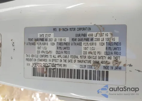 2008 Mazda Cx-7 Touring z USA, uszkodzony, nr VIN JM3ER29L980177444